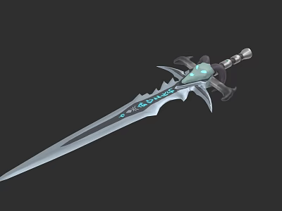 Ornate Fantasy Sword With Glowing Blue Accents And Intricate Design Details 3d model