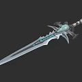 Ornate Fantasy Sword With Glowing Blue Accents And Intricate Design Details
