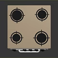 Compact Kitchen Gas Stove Oven With Four Burners And Light Blue Beige Design