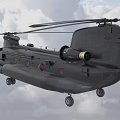 Military Helicopter Flying In The Sky With Clouds 3d model