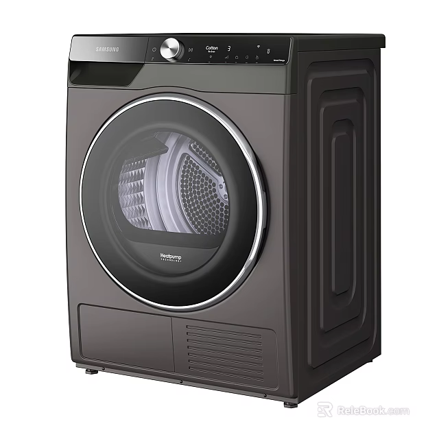 Dark Modern Washing Machine With Round Transparent Door Drum And Control Panel 3d model 