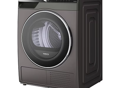 Dark Modern Washing Machine With Round Transparent Door Drum And Control Panel 3d model