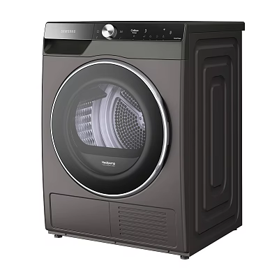 Dark Modern Washing Machine With Round Transparent Door Drum And Control Panel 3d model