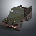 Vintage Olive Green Military Truck With Open Cargo Bed And Six Wheels