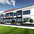 Worldwide Petroleum Modern Building With White Exterior Large Windows Lawn And Trees