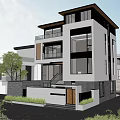 Modern Villa Appearance Self-built Building Appearance 3d model