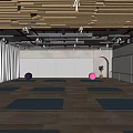 Spacious Yoga Fitness Studio With Blue Exercise Mats And Colored Fitness Balls