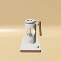Stylish White Kitchen Coffee Maker With Wooden Handle And Modern Design