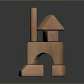 Natural Light Wood Kids Furniture with Geometric Block Shapes and Arch Design