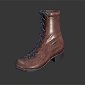 Brown Leather Lace Up Boots With Classic Design And Square Heel For Vintage Style
