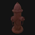 Rusty Red Fire Hydrant Fire Safety Equipment On Brick Pavement With Chains 3d model