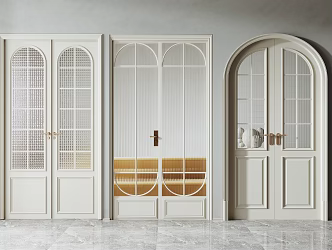 French style glass double door kitchen and bathroom door double door art glass carved glass 3d model