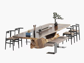 New Chinese Tea Table and Chair 3d model