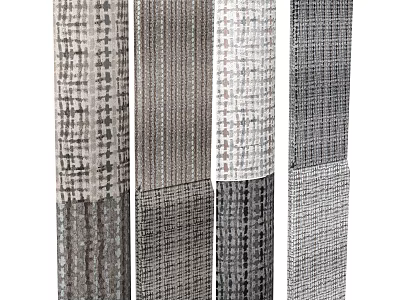 Various Patterned Fabrics In Gray White Black With Plaid And Striped Textures 3d model