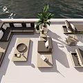 Modern Outdoor Sofa Set With Green Plant And Patio Lounge Chairs