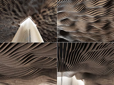 Modern Wave Shaped Ceiling Design For Interiors 3d model