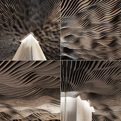 Modern Wave Shaped Ceiling Design For Interiors 3d model