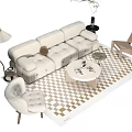 Modern Living Room Sofa Coffee Table Set With Armchair Lamp And Area Rug