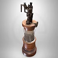 Vintage Mechanical Device with Wooden Stand and Metal Parts