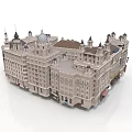 Detailed 3D Model of Historic European Architecture with Spires and Domes
