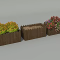Garden Decorative Wooden Planters With Colorful Plants And Empty Center Design