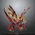Vibrant Red Dragon With Golden Spikes And Fiery Wings Mythical Creature Design