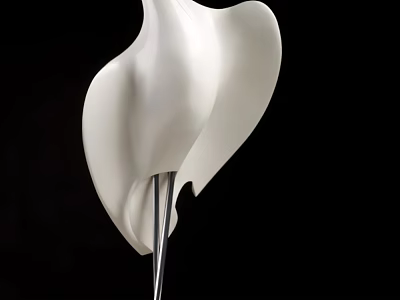 Elegant White Sculptural Decorative Ornament Set With Ceramic Body And Metal Stem 3d model