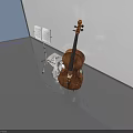 Wooden Cello And Art Supplies With Sheet Music On Music Stand