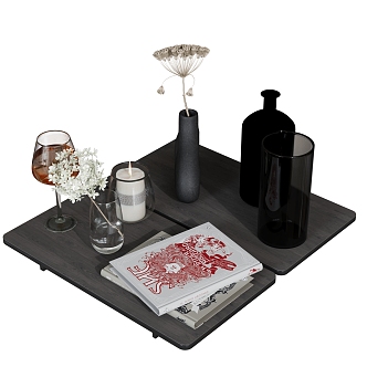 Ornament combination book water cup candle vase 3d model