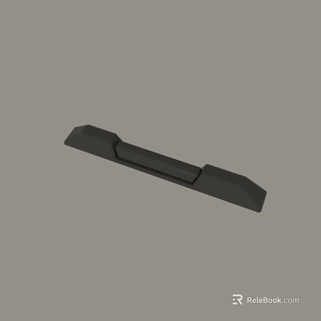 Black Elongated Component 3D Model Design With Smooth Edges And Central Groove 3d model 