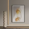 Contemporary Wall Art Black Frame With Transparent Yellow Orange Elements And Spiral Decorative Lamp
