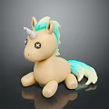 Cute Unicorn Toy With Beige Body Turquoise Mane And Tail White Horn Sitting Pose