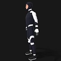 Man In Sleek Black And White Tight Suit Standing Pose Full Body 3D Render