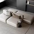 Modern Leisure Sofa Set With Light Gray Modular Design And Small Coffee Table On Rug
