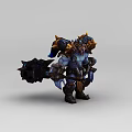 Inflatable Blue Warrior Character With Spiked Armor And Large Hammer Design 3d model