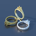 Fashionable Decorative Rings Featuring Intricate Patterns And Crown Design In Gold Silver