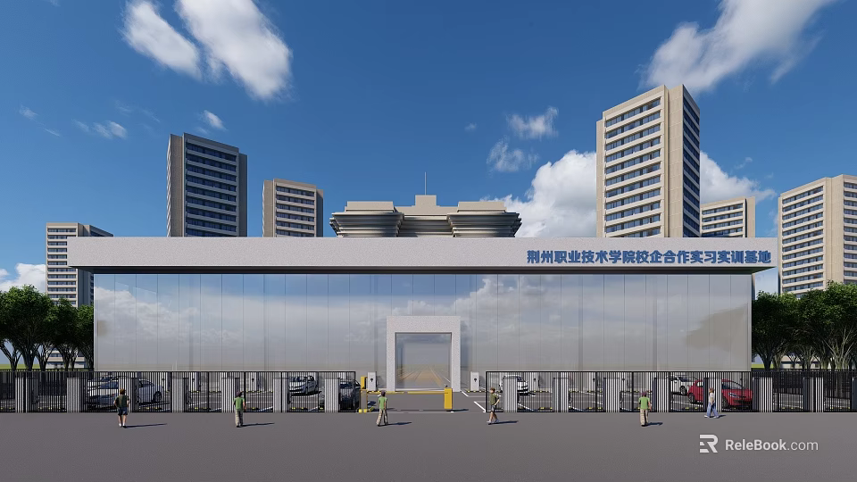Chenzhou Vocational Technical College School Enterprise Cooperation Internship Base Building Exterior With Entrance And Surroundings 3d model 