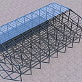 Industrial Equipment Metal Frame Structure With Blue Transparent Roof And Support Beams