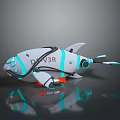 3D Model Of DEV3R Mechanical Fish With Blue Green Accents And Orange Details