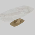 Elegant Modern Dining Table With Marble Top Wooden Legs And Natural Patterns
