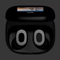 Modern Wireless Earbuds In Open Black Charging Case With White Earpieces