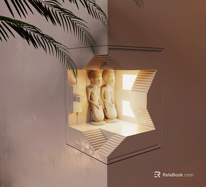Contemporary Wall Lamp With Geometric Structure Sculptural Decor And Soft Warm Lighting 3d model 