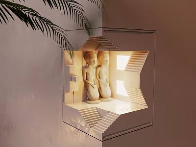Contemporary Wall Lamp With Geometric Structure Sculptural Decor And Soft Warm Lighting 3d model