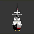 White Patrol Boat With Red Stripe And Flag On Deck Detailed Model Design