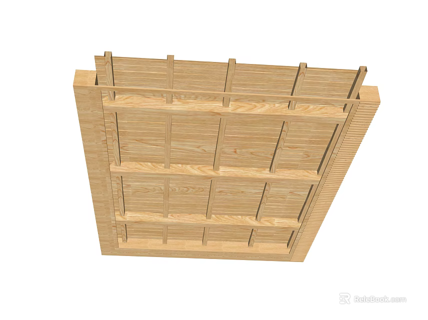Wooden Ceiling With Grid Pattern Slat Design For Home Interior Decoration 3d model