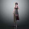 Sleeveless Dress Female Character With Small Fox Creature And Headphones Decoration