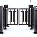 Automatic Swing Gate With Black Metal Frame Double Door And Security Access Control System 3d model