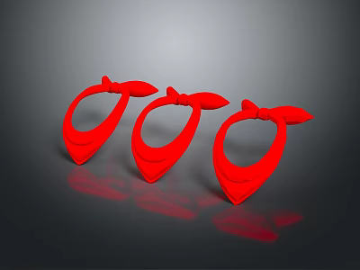 Three Shiny Red Bowties Displayed On Dark Background With Reflections 3d model