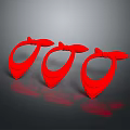Three Shiny Red Bowties Displayed On Dark Background With Reflections