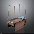 Cozy Hanging Furniture With Wooden Frame Pink Cushion And Blue Pillow